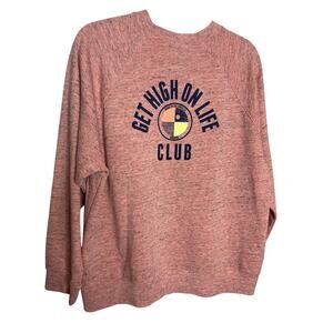 Monrow Get High on Life Heather Pink Sweatshirt Large